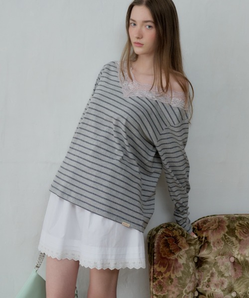 GIUNON(ジウノン)の「hem lace tuck skirt / ヘムレースタックスカート(スカート・レディース・ホワイト・FREE)」の13枚目の写真