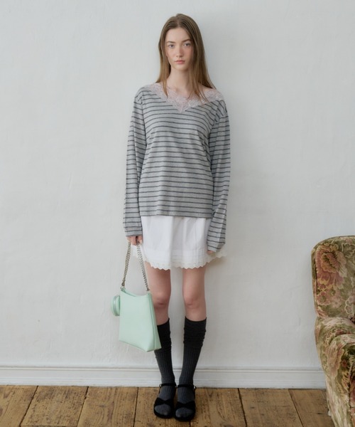 GIUNON(ジウノン)の「hem lace tuck skirt / ヘムレースタックスカート(スカート・レディース・ホワイト・FREE)」の12枚目の写真