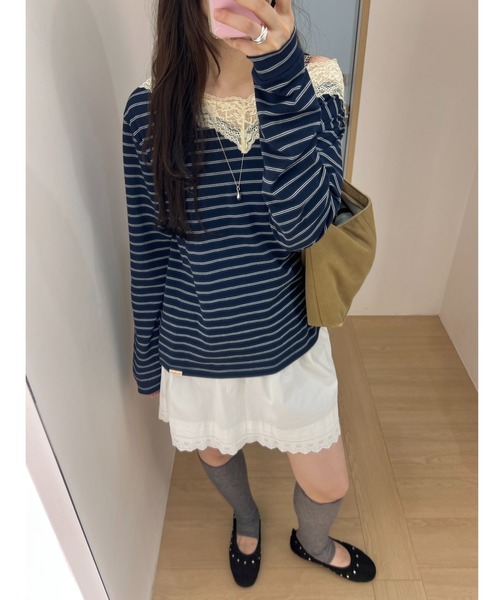 GIUNON(ジウノン)の「hem lace tuck skirt / ヘムレースタックスカート(スカート・レディース・ホワイト・FREE)」の17枚目の写真