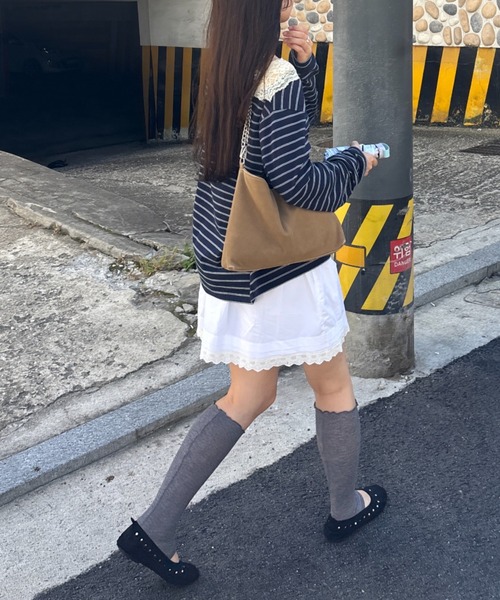 GIUNON(ジウノン)の「hem lace tuck skirt / ヘムレースタックスカート(スカート・レディース・ホワイト・FREE)」の6枚目の写真