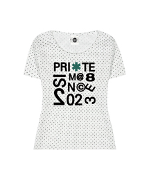 オリーブ Uネック ドット スリムフィット 半袖Tシャツ 3 COLORS