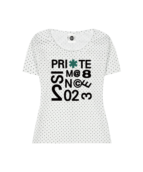 PRIMATE(プライメイト)の「オリーブ Uネック ドット スリムフィット 半袖Tシャツ 3 COLORS(Tシャツ/カットソー・レディース・ブラック/ミックスグレー/ホワイト・FREE)」の1枚目の写真
