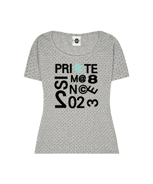 PRIMATE(プライメイト)の「オリーブ Uネック ドット スリムフィット 半袖Tシャツ 3 COLORS(Tシャツ/カットソー・レディース・ブラック/ミックスグレー/ホワイト・FREE)」の3枚目の写真