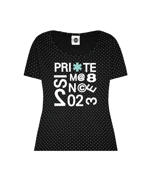 PRIMATE(プライメイト)の「オリーブ Uネック ドット スリムフィット 半袖Tシャツ 3 COLORS(Tシャツ/カットソー・レディース・ブラック/ミックスグレー/ホワイト・FREE)」の2枚目の写真