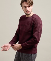 【HIDEAWAYS BLACK】切替タックボーダー長袖ニット
