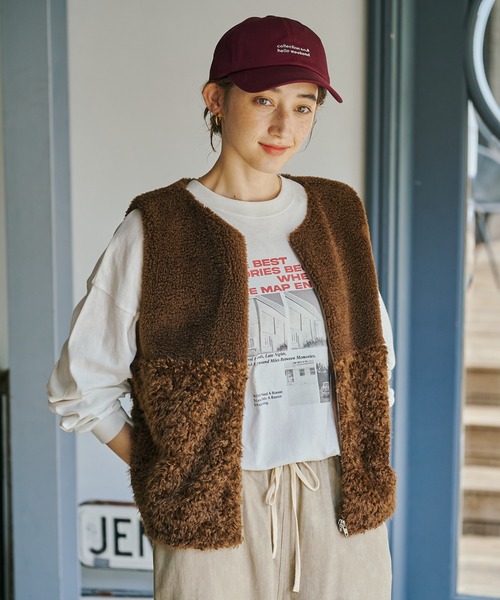 GEORGE'S(ジョージズ)の「ファーボア切替ベスト(ベスト・レディース・ブラウン/モカ/アイボリー・FREE)」の19枚目の写真