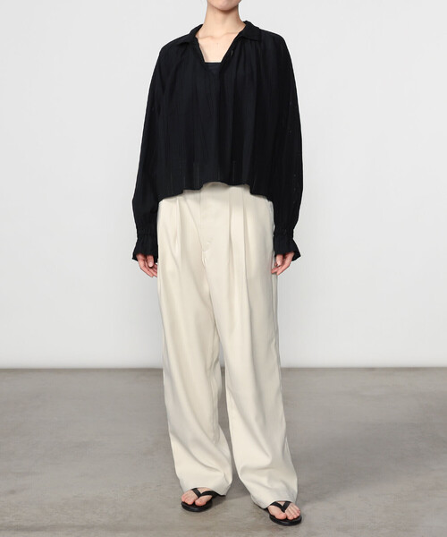 Bshop（ビショップ）の「INDIA INDUSTRY | コットン 長袖スキッパーシャツ WOMEN（シャツ/ブラウス・レディース・アイボリー/ブラック・1）」の16枚目の写真