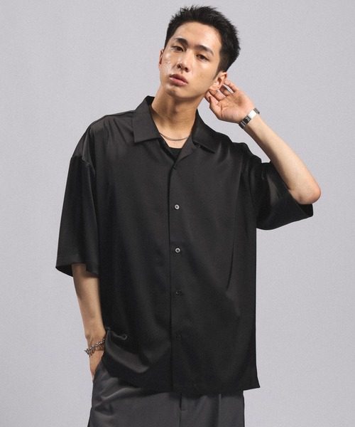 RAGEBLUE(レイジブルー)の「BACK CHAIN SATIN OPEN COLLAR SHIRTS/バックチェーンサテンカイキンシャツ(シャツ/ブラウス・メンズ・グレー/ホワイト/ブラック・MEDIUM/LARGE)」の3枚目の写真