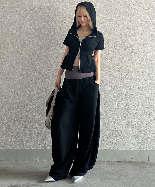 SPIRALGIRL(スパイラルガール)の「【接触冷感】ダブルウエストスウェットパンツ(スウェットパンツ・レディース・グレー/ブラック・FREE)」の10枚目の写真