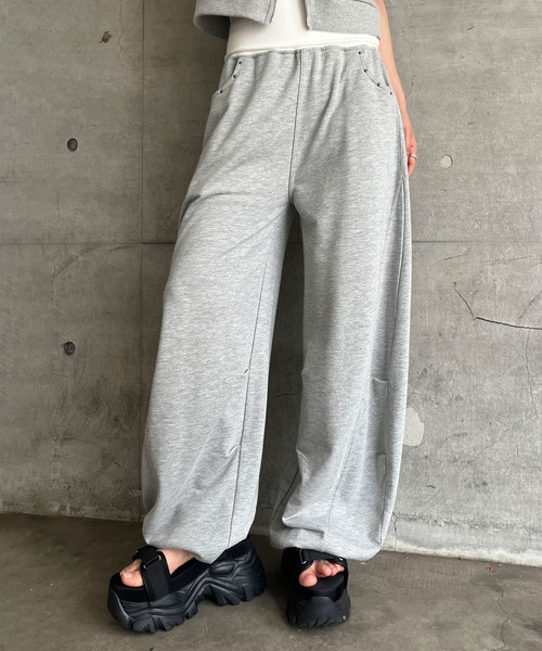 SPIRALGIRL(スパイラルガール)の「【接触冷感】ダブルウエストスウェットパンツ(スウェットパンツ・レディース・グレー/ブラック・FREE)」の6枚目の写真