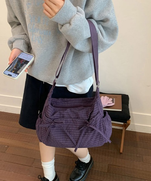 Miniministore(ミニミニストア)の「軽いチェック柄ショルダーバッグレディース(ショルダーバッグ・レディース・ブラック/ベージュ/パープル/ブラウン/カーキ・FREE)」の1枚目の写真