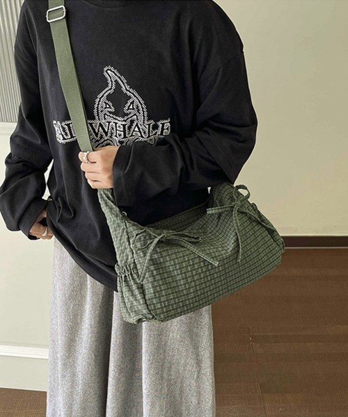 Miniministore(ミニミニストア)の「軽いチェック柄ショルダーバッグレディース(ショルダーバッグ・レディース・ブラック/ベージュ/パープル/ブラウン/カーキ・FREE)」の5枚目の写真