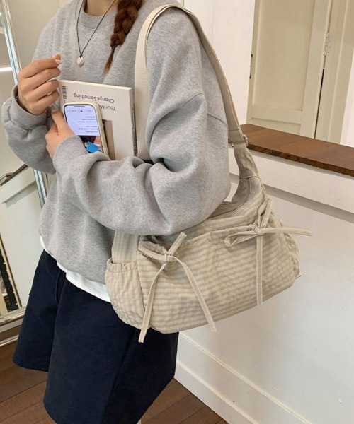 Miniministore(ミニミニストア)の「軽いチェック柄ショルダーバッグレディース(ショルダーバッグ・レディース・ブラック/ベージュ/パープル/ブラウン/カーキ・FREE)」の11枚目の写真