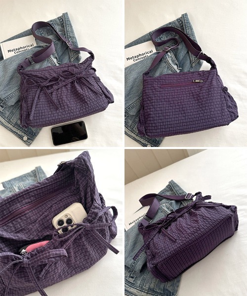 Miniministore(ミニミニストア)の「軽いチェック柄ショルダーバッグレディース(ショルダーバッグ・レディース・ブラック/ベージュ/パープル/ブラウン/カーキ・FREE)」の12枚目の写真