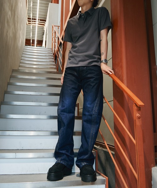 NVRFRGT(ネヴァーフォーゲット)の「別注 COATING FADE TWIST JEANS(デニムパンツ・メンズ・インディゴブルー/ブラック・1/2/3/4)」の7枚目の写真