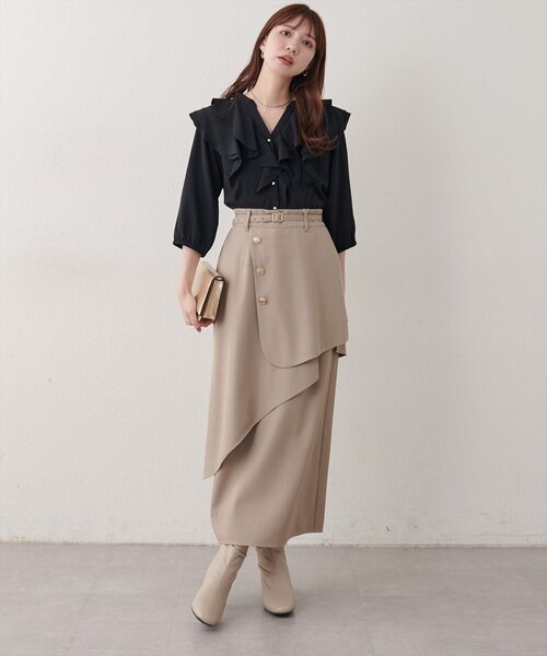 natural couture(ナチュラルクチュール)の「ラッフルフリルブラウス(シャツ/ブラウス・レディース・オフホワイト/ドット/ブラウン/ブラック/ピンク/ネイビー・FREE)」の9枚目の写真