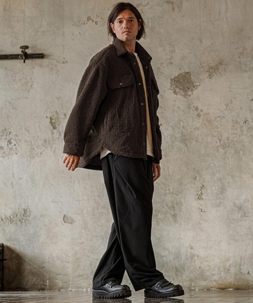 CAMBIO(カンビオ)の「mj11820-ボアCPOタイプブルゾン(ミリタリージャケット・メンズ・ブラック/ブラウン/グレイッシュベージュ・M/L/XL)」の18枚目の写真