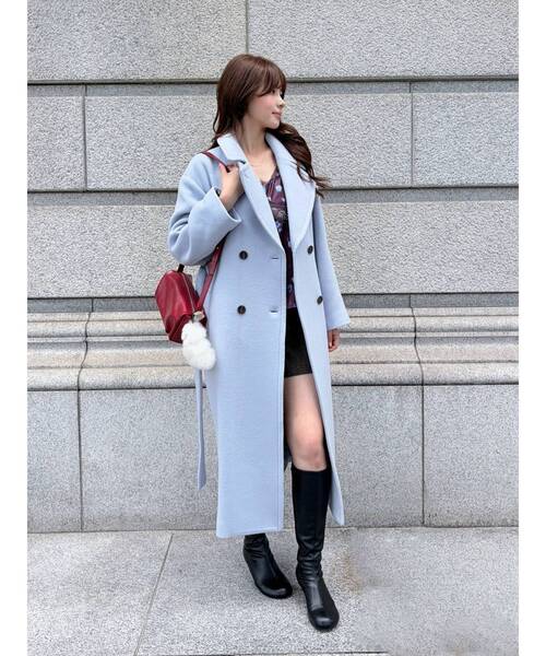 LAGUNAMOON（ラグナムーン）の「2WAYカラーロングコート（チェスターコート・レディース・オレンジ/モカ/ブルー/アイボリー・SMALL/MEDIUM）」の4枚目の写真