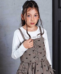 nexchic（ネクシック）の「チェックレースアップビスチェ＆ロゴプリントTシャツセット(110~150cm)（その他トップス）」