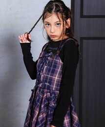 nexchic（ネクシック）の「チェックレースアップビスチェ＆ロゴプリントTシャツセット(110~150cm)（その他トップス）」