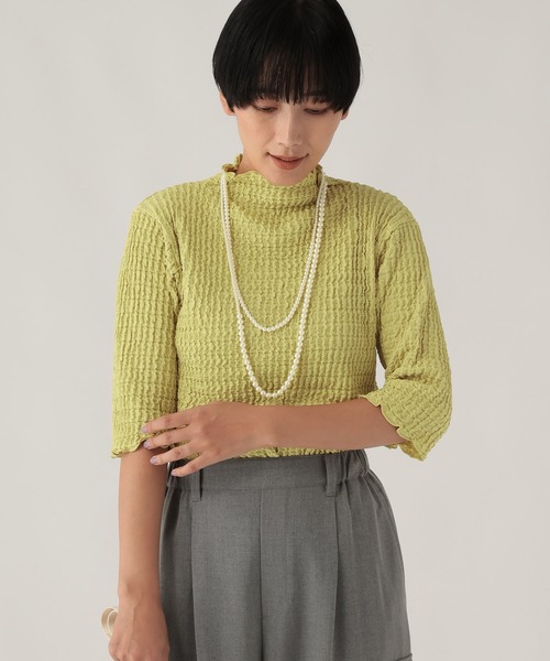 Elura（エルーラ）の「シャーリングカットソー/1079327（Tシャツ/カットソー・レディース・ブラック/グリーン系その他/オフホワイト・FREE）」の3枚目の写真