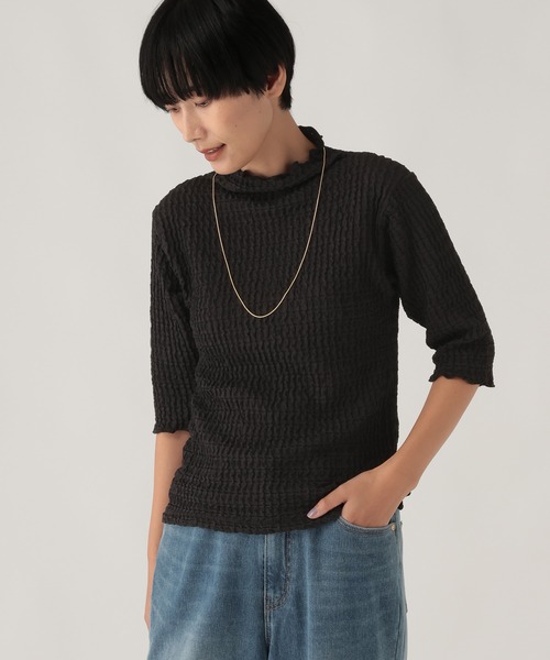 Elura（エルーラ）の「シャーリングカットソー/1079327（Tシャツ/カットソー・レディース・ブラック/グリーン系その他/オフホワイト・FREE）」の2枚目の写真