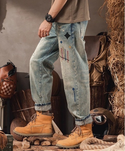 DOUBLE STEAL(ダブルスティール)の「DS刺繍デザインストレートデニムパンツ(デニムパンツ・メンズ・ブルー・SMALL/MEDIUM/LARGE/X-LARGE)」の3枚目の写真