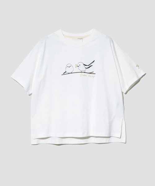 go slow caravan(ゴースローキャラバン)の「NUEVO BLANCA/ヌエヴォブランカ シマエナガ刺繍 TEE(Tシャツ/カットソー・レディース・パープル/ホワイト・FREE)」の2枚目の写真