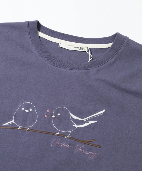 go slow caravan(ゴースローキャラバン)の「NUEVO BLANCA/ヌエヴォブランカ シマエナガ刺繍 TEE(Tシャツ/カットソー・レディース・パープル/ホワイト・FREE)」の12枚目の写真