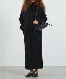 MIXED FABRIC HOODIE AND SKIRT SET