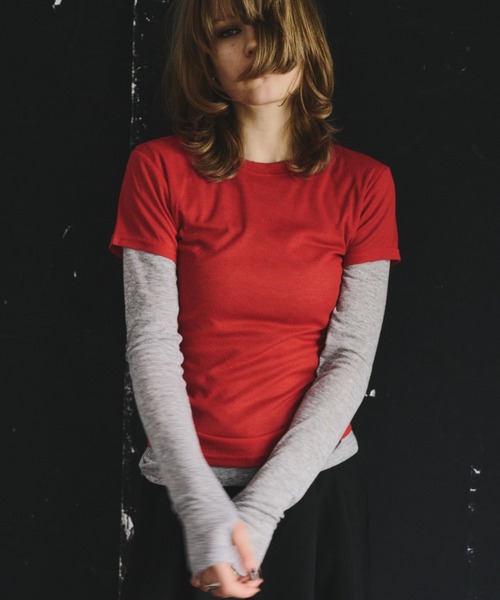 HANNE(アン)の「2PACKシアーバリエーションTEE(Tシャツ/カットソー・レディース・ブラウン/グレー/レッド/ホワイト/ネイビー・FREE)」の6枚目の写真