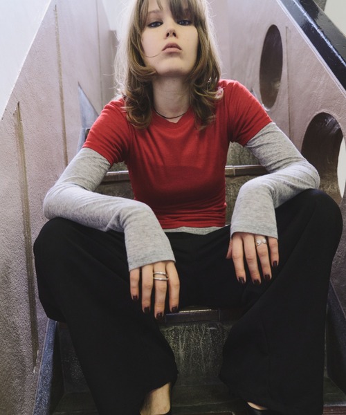 HANNE(アン)の「2PACKシアーバリエーションTEE(Tシャツ/カットソー・レディース・ブラウン/グレー/レッド/ホワイト/ネイビー・FREE)」の7枚目の写真