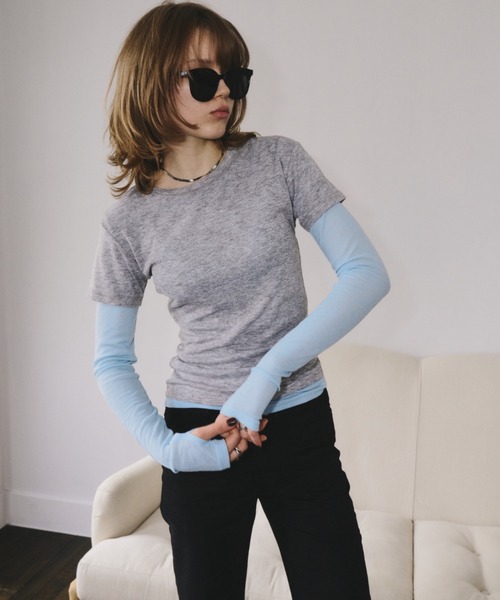 HANNE(アン)の「2PACKシアーバリエーションTEE(Tシャツ/カットソー・レディース・ブラウン/グレー/レッド/ホワイト/ネイビー・FREE)」の12枚目の写真