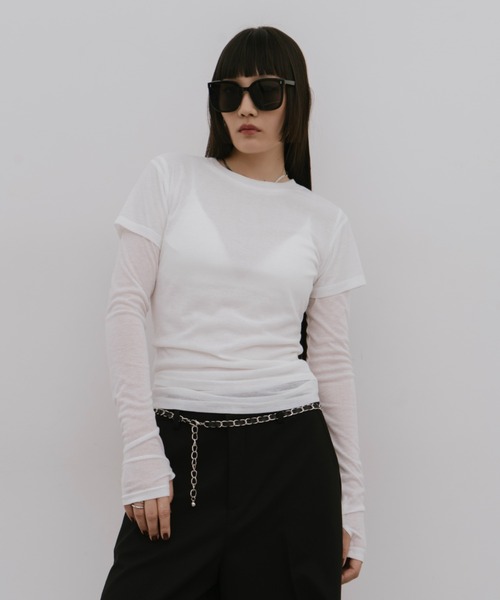 HANNE(アン)の「2PACKシアーバリエーションTEE(Tシャツ/カットソー・レディース・ブラウン/グレー/レッド/ホワイト/ネイビー・FREE)」の16枚目の写真