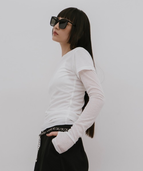 HANNE(アン)の「2PACKシアーバリエーションTEE(Tシャツ/カットソー・レディース・ブラウン/グレー/レッド/ホワイト/ネイビー・FREE)」の17枚目の写真