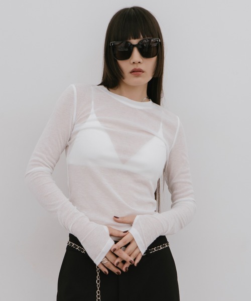 HANNE(アン)の「2PACKシアーバリエーションTEE(Tシャツ/カットソー・レディース・ブラウン/グレー/レッド/ホワイト/ネイビー・FREE)」の21枚目の写真
