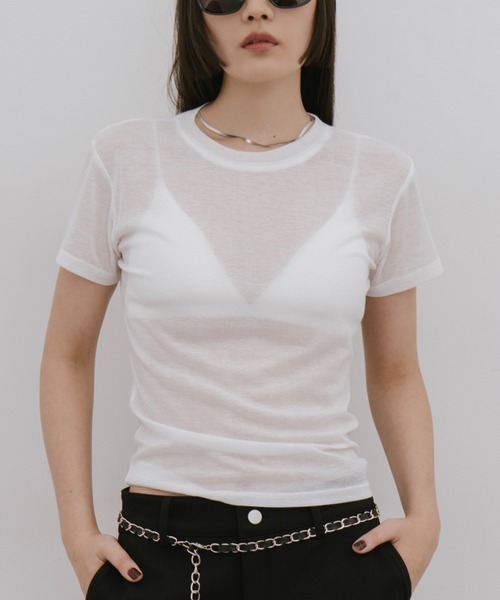 HANNE(アン)の「2PACKシアーバリエーションTEE(Tシャツ/カットソー・レディース・ブラウン/グレー/レッド/ホワイト/ネイビー・FREE)」の22枚目の写真