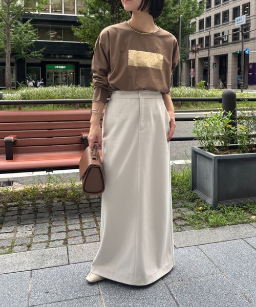 Jena espace merveilleux（ジェナ　エスパスメルヴェイユ）の「ウールライクナロースカート（スカート・レディース・チャコールグレー/モカ/アイボリー・FREE）」の4枚目の写真