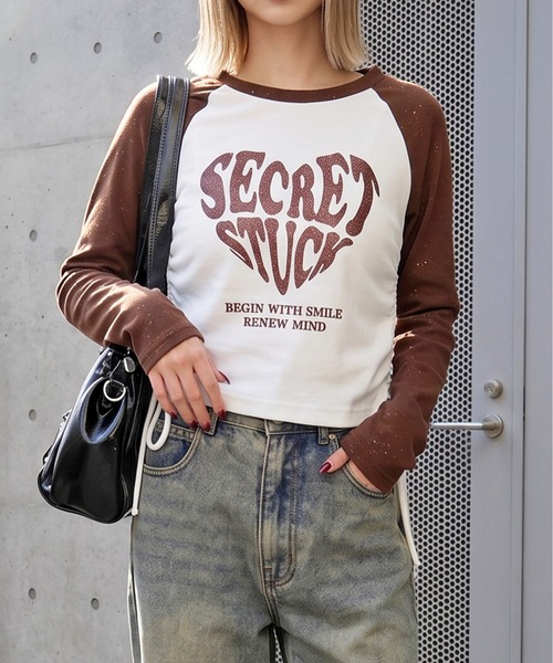 FUN(ファン)の「ラメラグランハートカットソー(Tシャツ/カットソー・レディース・レッド/ブラック/ブラウン・FREE)」の1枚目の写真