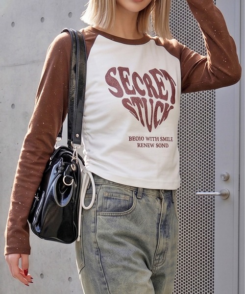 FUN(ファン)の「ラメラグランハートカットソー(Tシャツ/カットソー・レディース・レッド/ブラック/ブラウン・FREE)」の7枚目の写真