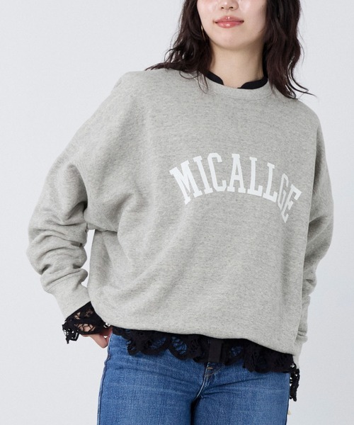 MICA&DEAL(マイカ&ディール)の「"MICALLGE"ロゴラグランスリーブスウェット(スウェット・レディース・チャコールグレー/オートミール/グレー・FREE)」の3枚目の写真