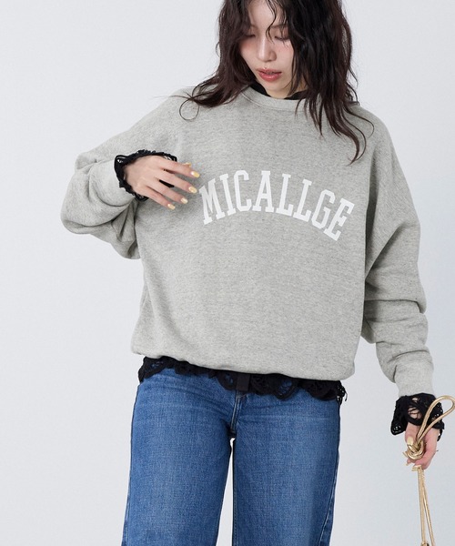 MICA&DEAL(マイカ&ディール)の「"MICALLGE"ロゴラグランスリーブスウェット(スウェット・レディース・チャコールグレー/オートミール/グレー・FREE)」の12枚目の写真