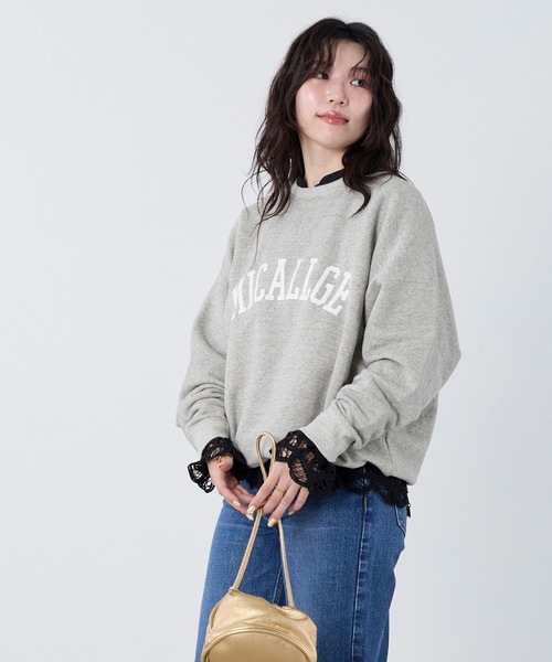 MICA&DEAL(マイカ&ディール)の「"MICALLGE"ロゴラグランスリーブスウェット(スウェット・レディース・チャコールグレー/オートミール/グレー・FREE)」の14枚目の写真