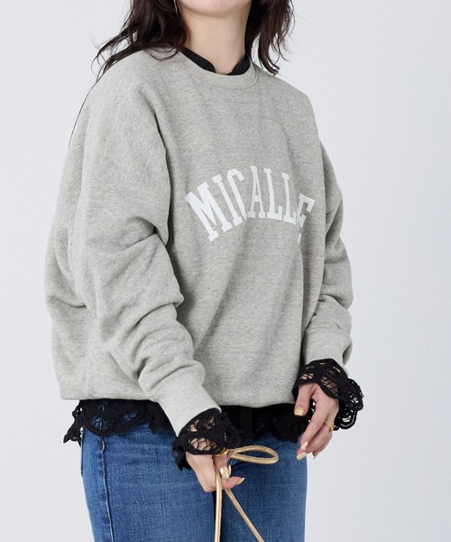 MICA&DEAL(マイカ&ディール)の「"MICALLGE"ロゴラグランスリーブスウェット(スウェット・レディース・チャコールグレー/オートミール/グレー・FREE)」の15枚目の写真