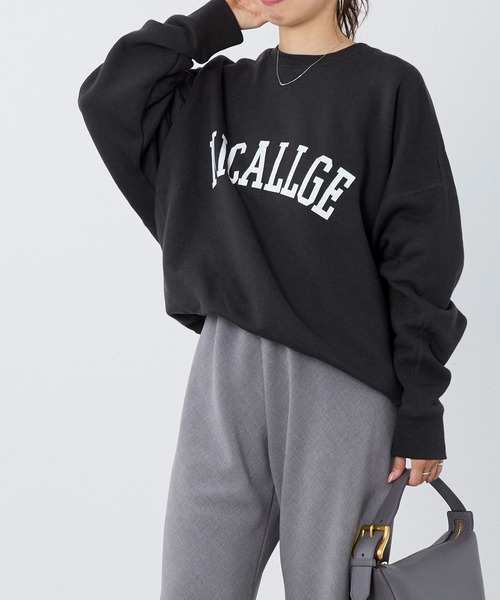 MICA&DEAL(マイカ&ディール)の「"MICALLGE"ロゴラグランスリーブスウェット(スウェット・レディース・チャコールグレー/オートミール/グレー・FREE)」の22枚目の写真