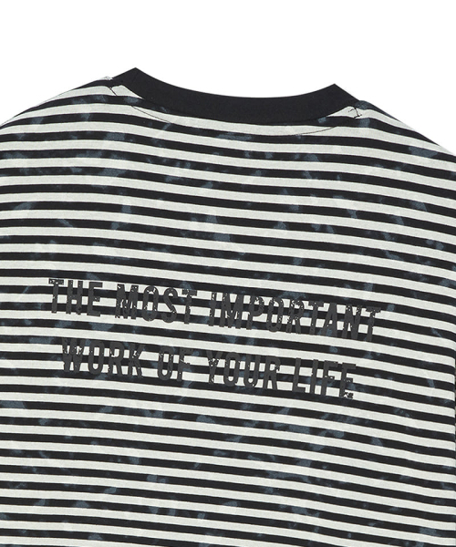 LIFE WORK（ライフワーク）の「レディース ヴィンテージストライプクロップ長袖Tシャツ（Tシャツ/カットソー・レディース・ブラック/グレー・FREE）」の5枚目の写真