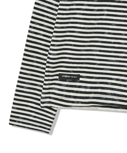 LIFE WORK（ライフワーク）の「レディース ヴィンテージストライプクロップ長袖Tシャツ（Tシャツ/カットソー・レディース・ブラック/グレー・FREE）」の6枚目の写真