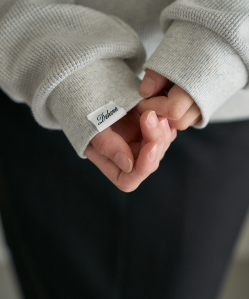 DEHEVE（デヘヴェ）の「Check Henley-neck Sweatshirt [Oatmeal]（スウェット・レディース・オートミール・OS）」の9枚目の写真