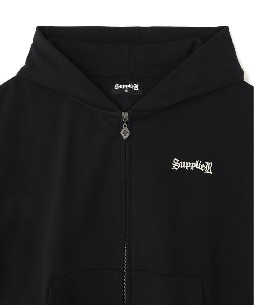 SUPPLIER（サプライヤー）の「SUPPLIER/サプライヤー/Multiple Cross Leather Patch Zip Hoodie（パーカー・メンズ・ブラック/グレー・M/L/XL）」の4枚目の写真