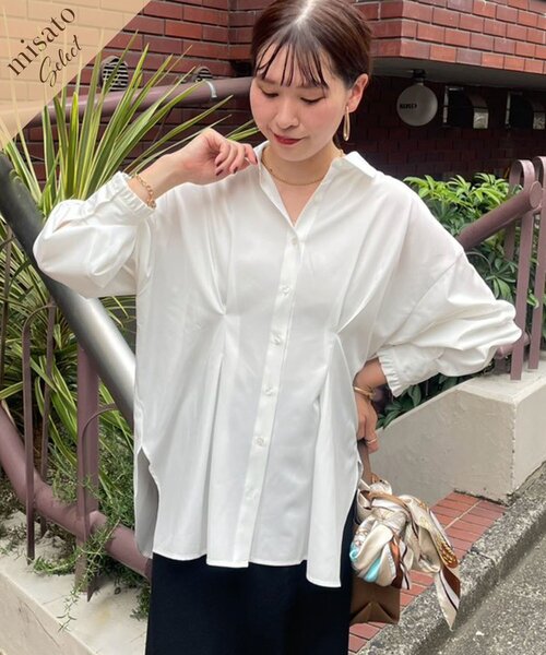 Remind me and forever(リマインドミーアンドフォーエバー)の「【@_misato____】-3k見え!ウエストタックシャツ(シャツ/ブラウス・レディース・ブラウン/オフホワイト/ブラック・FREE)」の1枚目の写真
